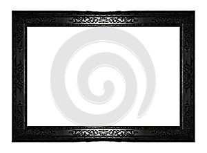 Antique gold frame isolated on black background, clipping path