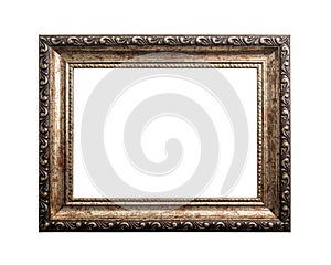 Antique gold frame isolated on white background.