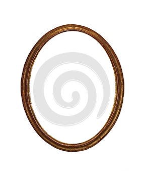 Antique gold frame isolated on white background.