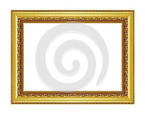 Antique gold frame isolated on white background, clipping path