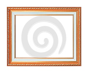 The antique gold frame on the white background