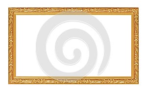 The antique gold frame on the white background