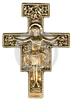 Antique Gold Franciscan Saints Crucifix