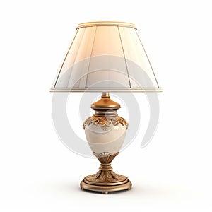 Antique Gold Lamp On White Background - Vray Tracing Style