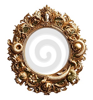 Antique gold round frame