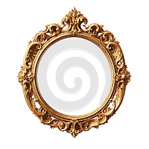 Antique gold round frame isolated