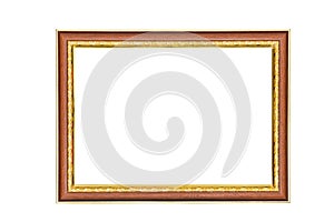Antique golden brown picture frame isolated on white background,clipping path