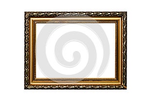 Antique golden brown picture frame isolated on white background,clipping path