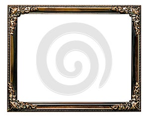 Antique golden brown picture frame isolated on white background,clipping path