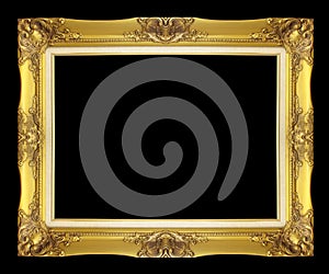 Antique golden frame isolated on black background