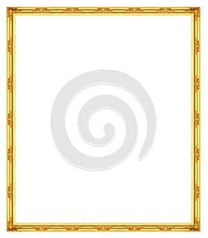 Antique golden frame isolated on black background, clipping path