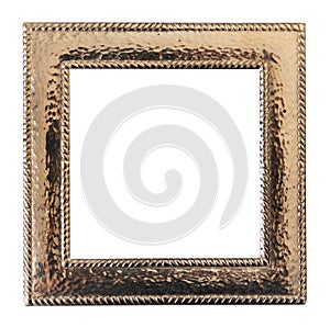 Antique golden frame isolated on white background.