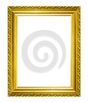 Antique golden frame isolated on white background