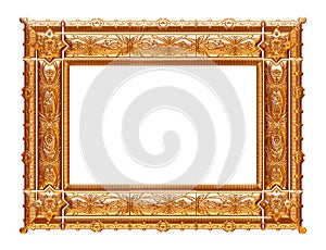 Antique golden frame isolated on white background