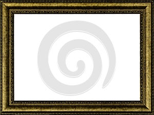 Antique golden frame isolated on white with clipping path