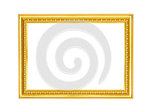 Antique golden picture frame isolated on white background,clipping path