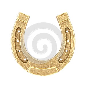 Antique Golden Rusty Horseshoe. 3d Rendering