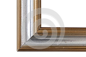 Antique golden and silver frame isolated on white background.