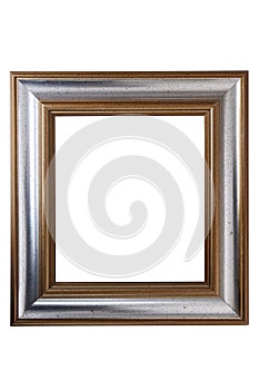Antique golden and silver frame isolated on white background.