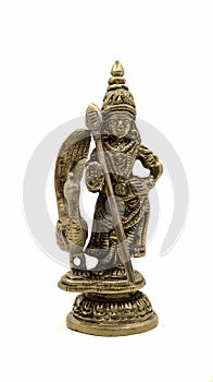 antique golden statue of hindu god of war subramanya