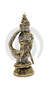 antique golden statue of hindu god of war subramanya
