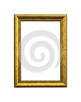 Antique golden wooden frame isolated