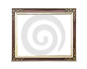 Antique golden wooden frame isolated