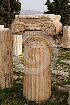 Antique greek column in Parthenon,Athens.