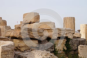 Antique greek column , Parthenon, Athens, Greece.