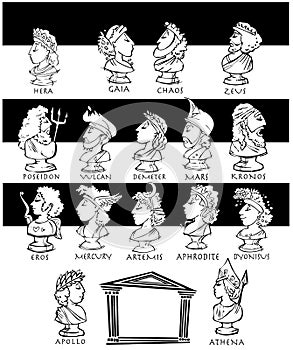 Antique Greek Gods, Cartoon photo