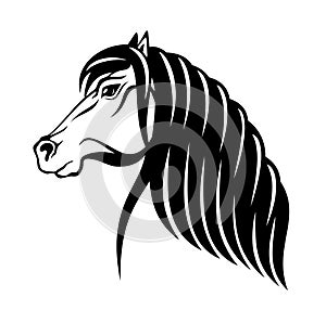Antique greek style horse head profile black vector design