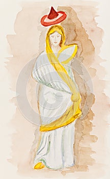 Antique Greek woman in himation