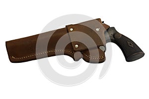 Antique gun in a holster photo