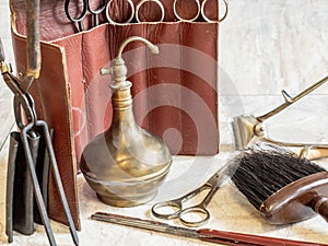 Antique hairdresser tools of yesteryear