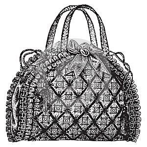 Antique hand bag purse illustration.