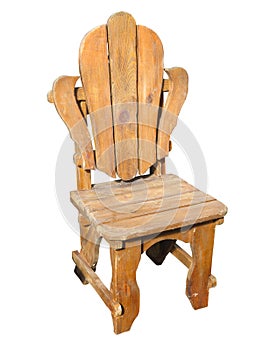 Antique hand made wood chair isolated over white