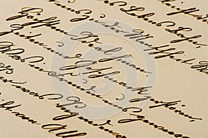 Antique handwritten letter. aged paper background