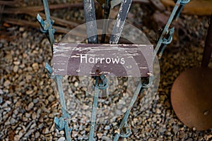 Antique harrows used at agricultural works