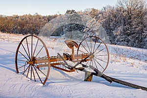 Antique hay rake, Winter scenic, Cumberland Gap National Park