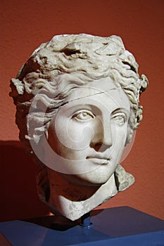 Antique head sculpture of young man