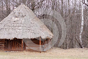 Antique hut with a straw roof