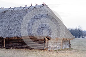 Antique hut with a straw roof