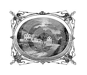 Battleground of Trenton, New Jersey, USA, wood engraving 1847 photo