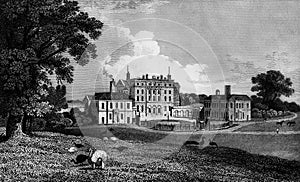 Antique Illustration of Historic House & Landscape of South East England