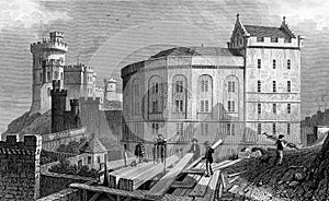 Antique Illustration of  Historic Jail of Scottish City