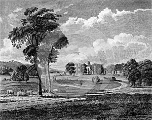 Antique Illustration of Historic Landscape of West Central Scotland