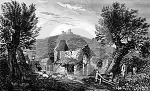 Antique Illustration of Historic Ruin of South East England photo