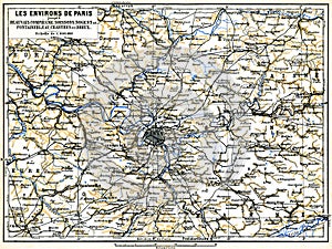 Antique Illustration of Map of Environs of French City