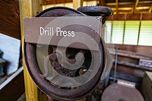 Antique drill press in the museum