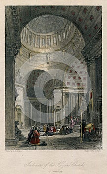 1830 Interior of Kazan Cathedral in St.Petersburg